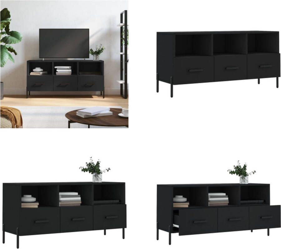 vidaXL Tv-meubel 102x36x50 cm bewerkt hout zwart Tv-meubel Tv-meubelen Tv Kast Opbergkast