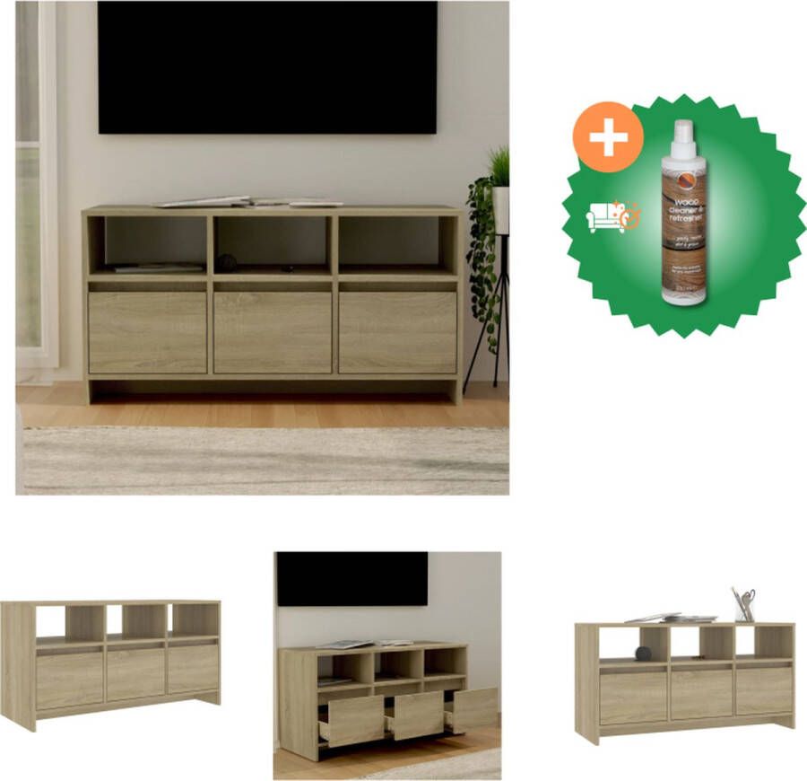 VidaXL Tv-meubel 102x37-5x52-5 cm spaanplaat sonoma eikenkleurig Kast Inclusief Houtreiniger en verfrisser