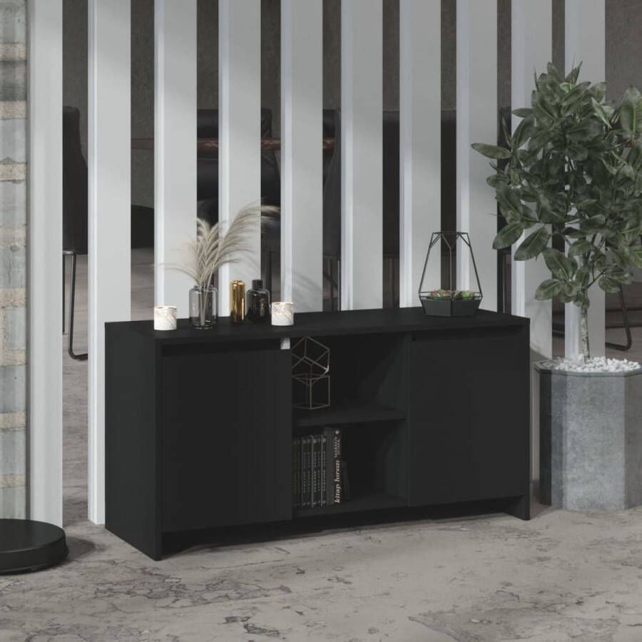 VidaXL -Tv-meubel-102x37 5x52 5-cm-bewerkt-hout-zwart - Foto 1