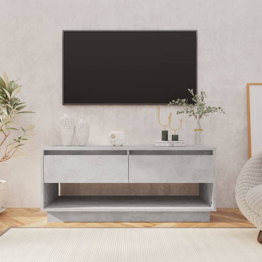 VidaXL -Tv-meubel-102x41x44-cm-bewerkt-hout-betongrijs - Foto 1