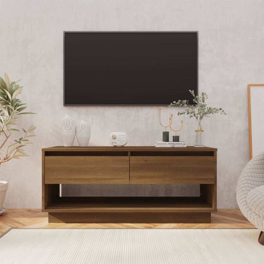 VidaXL -Tv-meubel-102x41x44-cm-bewerkt-hout-bruin-eikenkleur - Foto 1