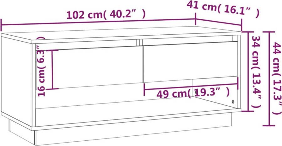 VidaXL -Tv-meubel-102x41x44-cm-bewerkt-hout-zwart - Foto 4