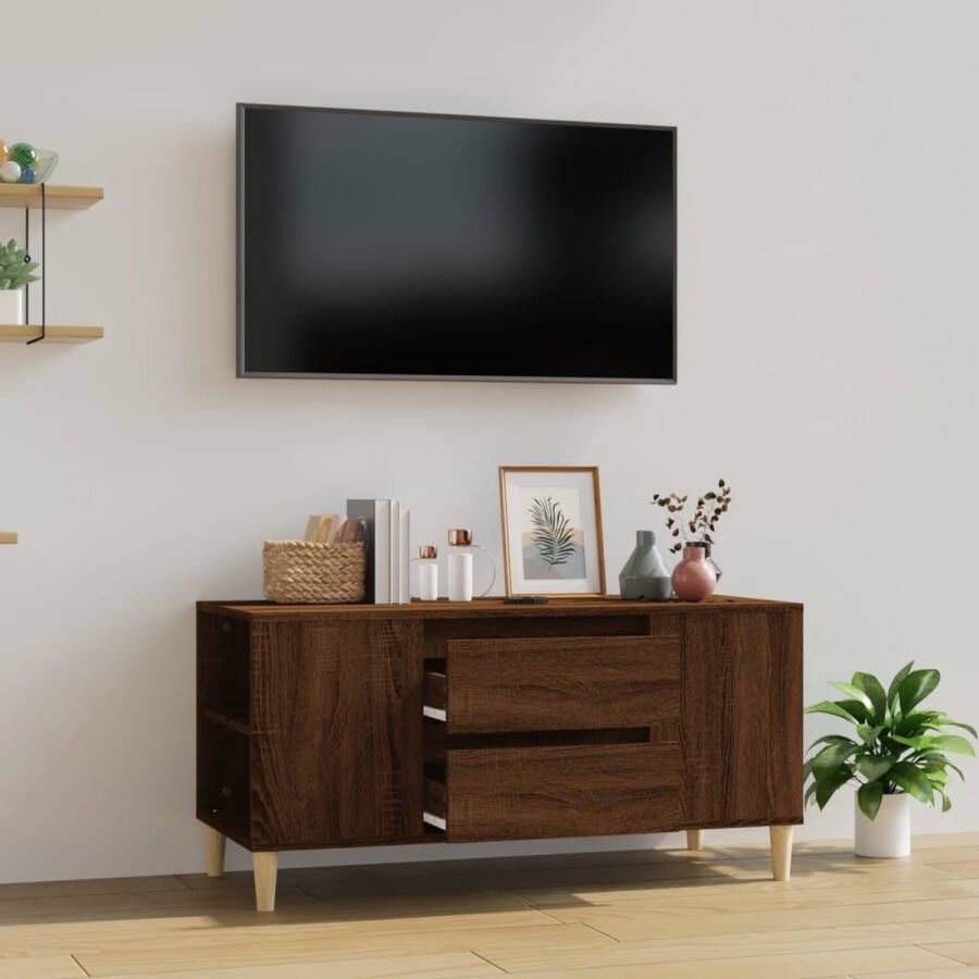 VidaXL -Tv-meubel-102x44 5x50-cm-bewerkt-hout-bruineikenkleurig - Foto 3