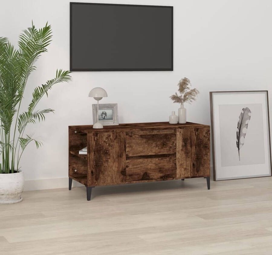 VidaXL -Tv-meubel-102x44 5x50-cm-bewerkt-hout-gerookt-eikenkleurig - Foto 1