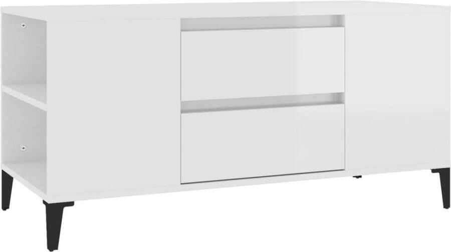 VidaXL Tv-meubel hoogglans wit 102x44 5x50 cm Tv-meubel Industrieel Design Witte Tv Kast Houten Tv Stand Opbergruimte Tv Salontafel Media Center