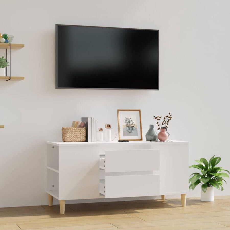 VidaXL -Tv-meubel-102x44 5x50-cm-bewerkt-hout-wit