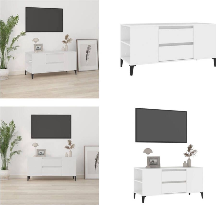 VidaXL Tv-meubel 102x44-5x50 cm bewerkt hout wit Tv-kast Tv-kasten Tv-meubel Hifi-meubel - Foto 2