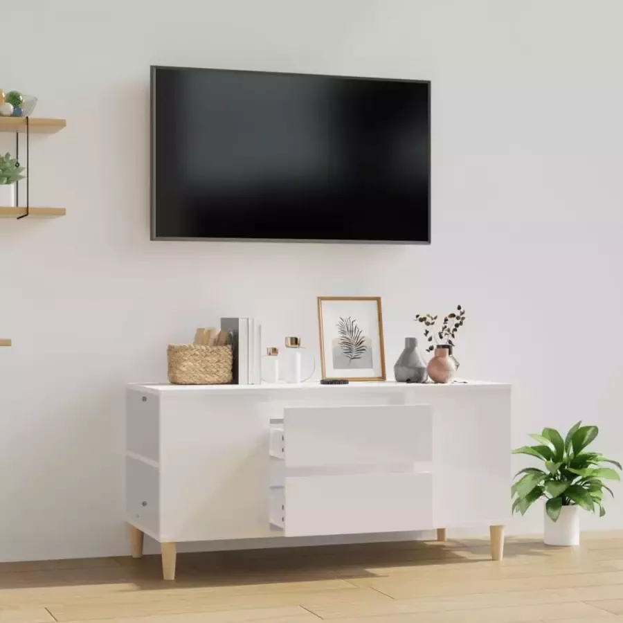 VidaXL Tv meubel 102x44 5x50 cm spaanplaat hoogglans wit