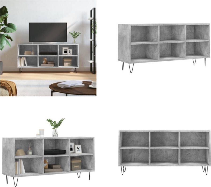 VidaXL Tv-meubel 103 5x30x50 cm bewerkt hout betongrijs Tv-meubel Tv-meubelen Tv Kast Opbergkast - Foto 3