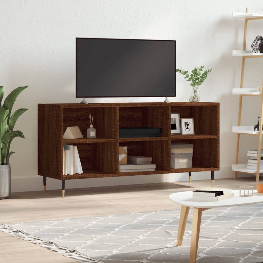 VidaXL -Tv-meubel-103 5x30x50-cm-bewerkt-hout-bruineikenkleurig - Foto 1