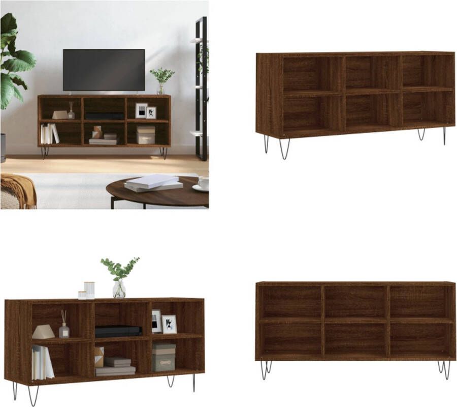 VidaXL Tv-meubel 103-5x30x50 cm bewerkt hout bruineikenkleurig Tv-meubel Tv-meubelen Tv Kast Opbergkast