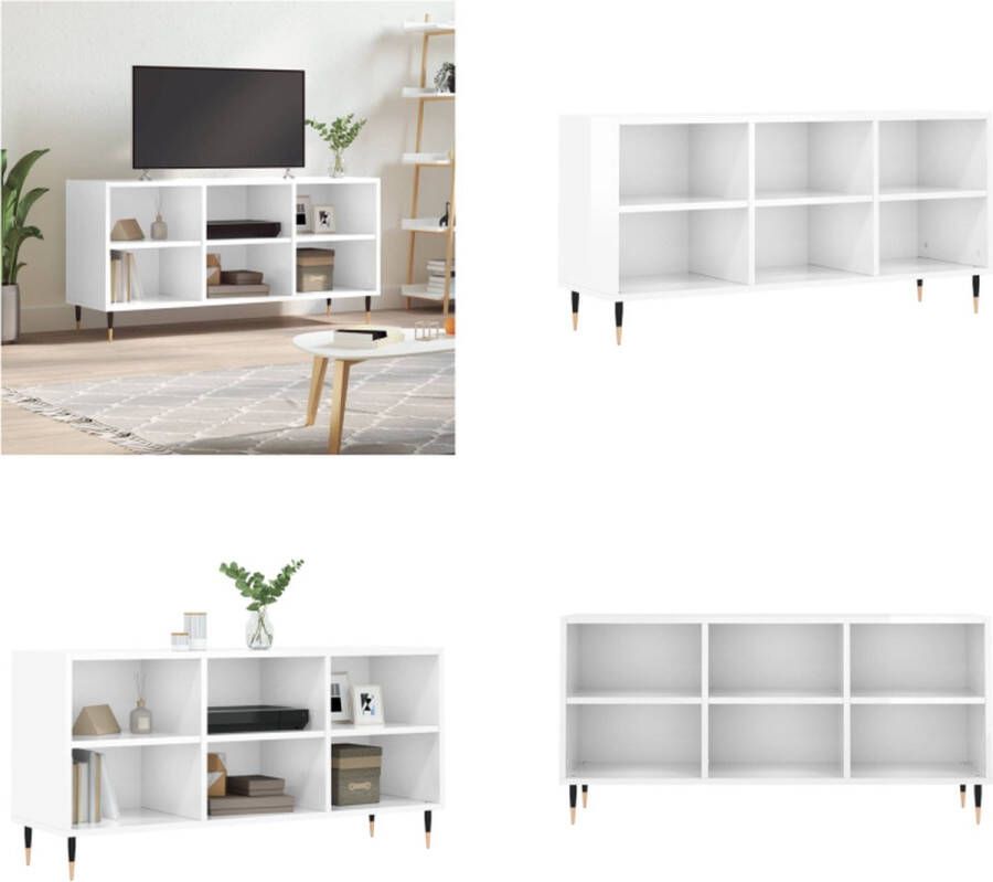VidaXL Tv-meubel 103-5x30x50 cm bewerkt hout hoogglans wit Tv-meubel Tv-meubelen Tv Kast Opbergkast - Foto 2