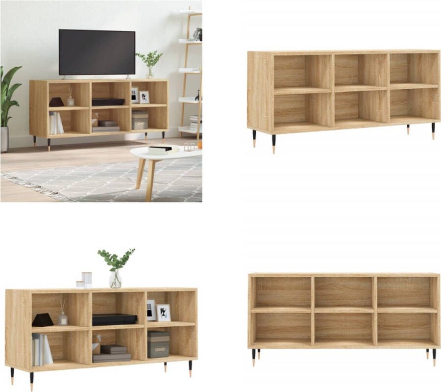 VidaXL Tv-meubel 103-5x30x50 cm bewerkt hout sonoma eikenkleurig Tv-meubel Tv-meubelen Tv Kast Opbergkast