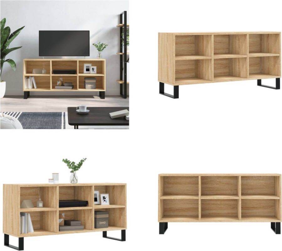 VidaXL Tv-meubel 103-5x30x50 cm bewerkt hout sonoma eikenkleurig Tv-meubel Tv-meubelen Tv Kast Opbergkast