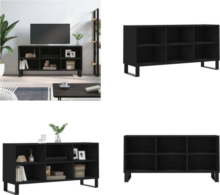 VidaXL Tv-meubel 103-5x30x50 cm bewerkt hout zwart Tv-meubel Tv-meubelen Tv Kast Opbergkast