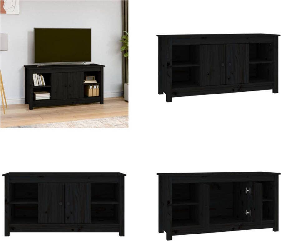 VidaXL -Tv-meubel-103x36 5x52-cm-massief-grenenhout-zwart - Foto 3