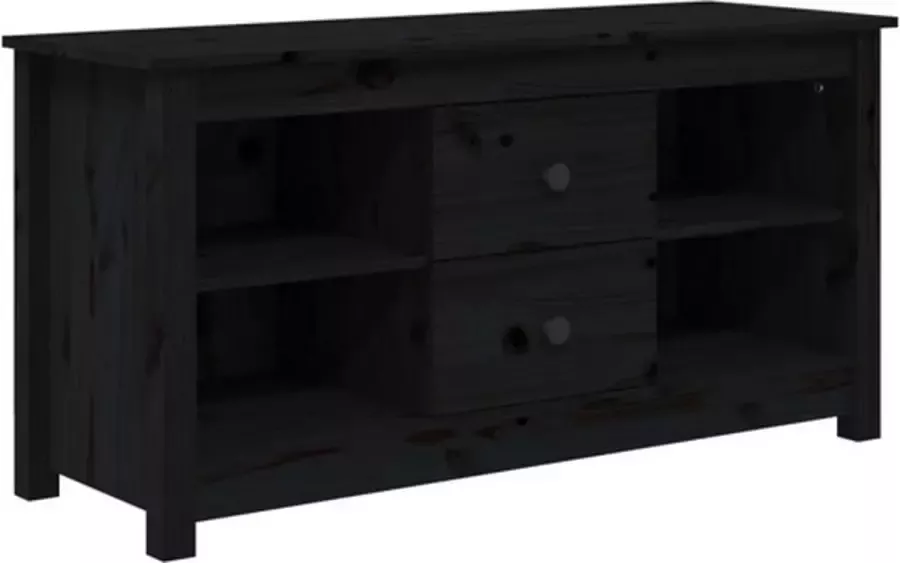 VidaXL -Tv-meubel-103x36 5x52-cm-massief-grenenhout-zwart - Foto 5