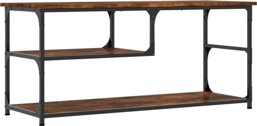 VidaXL -Tv-meubel-103x38x46 5-cm-bewerkt-hout-staal-gerookt-eikenkleur - Foto 2