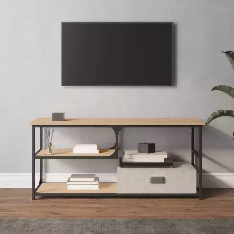 VidaXL -Tv-meubel-103x38x46 5-cm-bewerkt-hout-staal-sonoma-eikenkleur - Foto 3