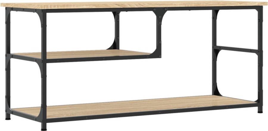 VidaXL -Tv-meubel-103x38x46 5-cm-bewerkt-hout-staal-sonoma-eikenkleur - Foto 2