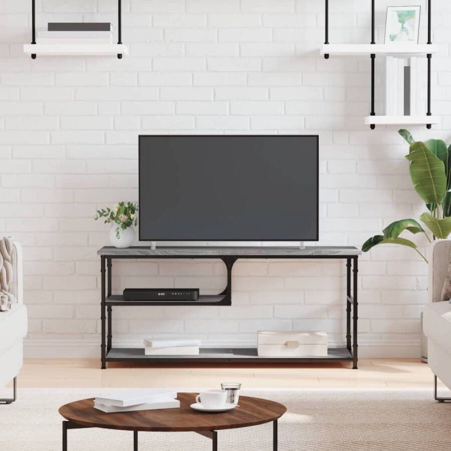 VidaXL -Tv-meubel-103x38x46 5-cm-en-bewerkt-hout-staal-grijs-sonoma - Foto 2