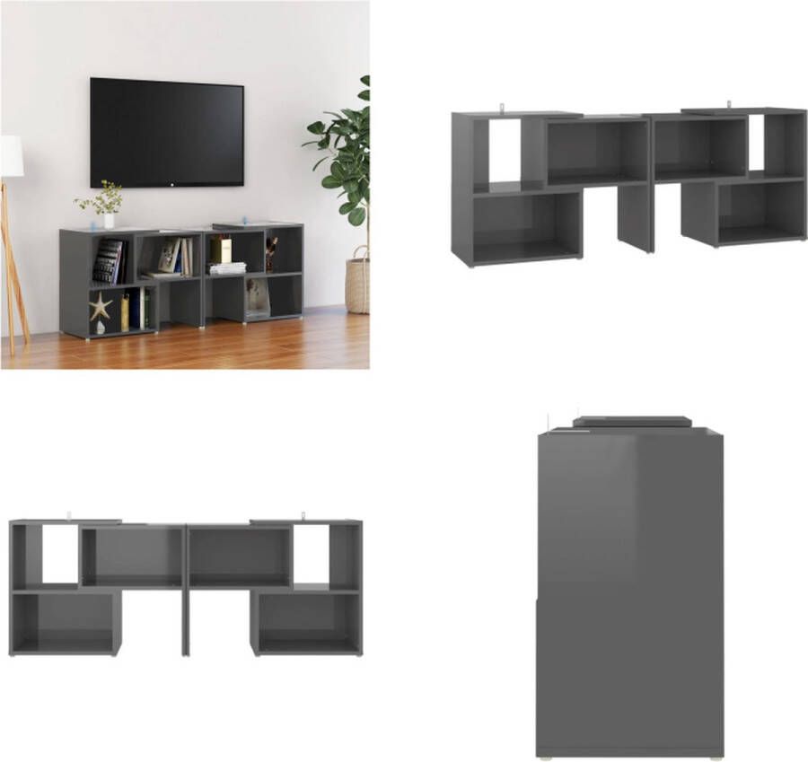 vidaXL Tv-meubel 104x30x52 cm spaanplaat hoogglans grijs Tv-kast Tv-kasten Tv-standaard Tv-standaarden