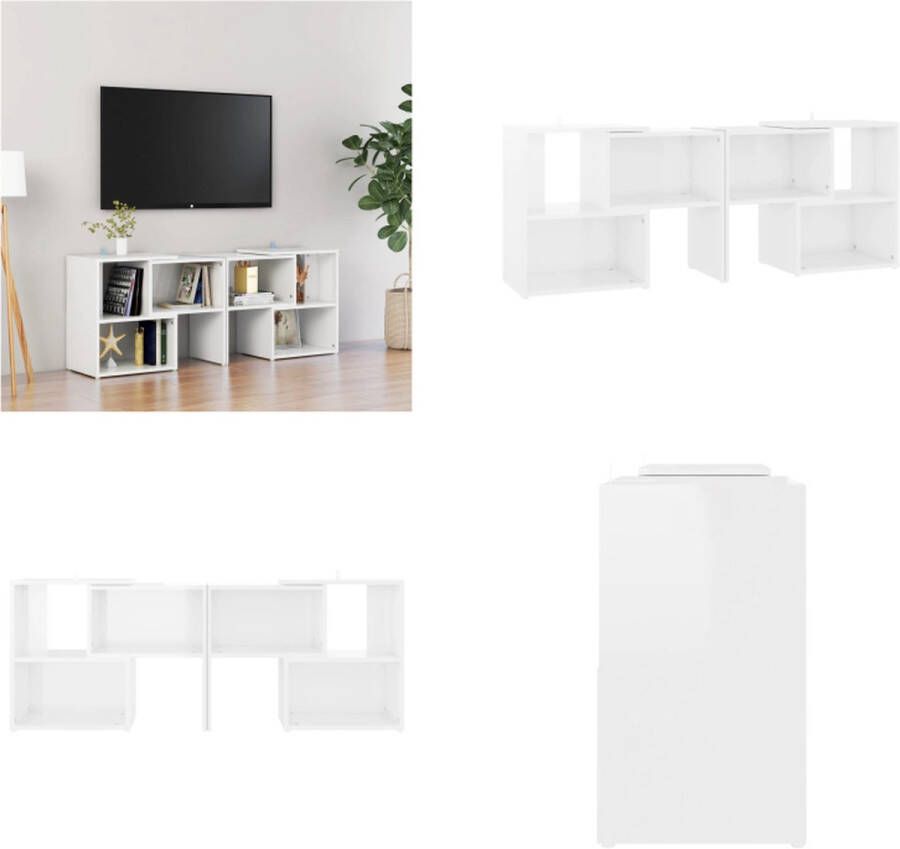 VidaXL Tv-meubel 104x30x52 cm spaanplaat hoogglans wit Tv-kast Tv-kasten Tv-standaard Tv-standaarden