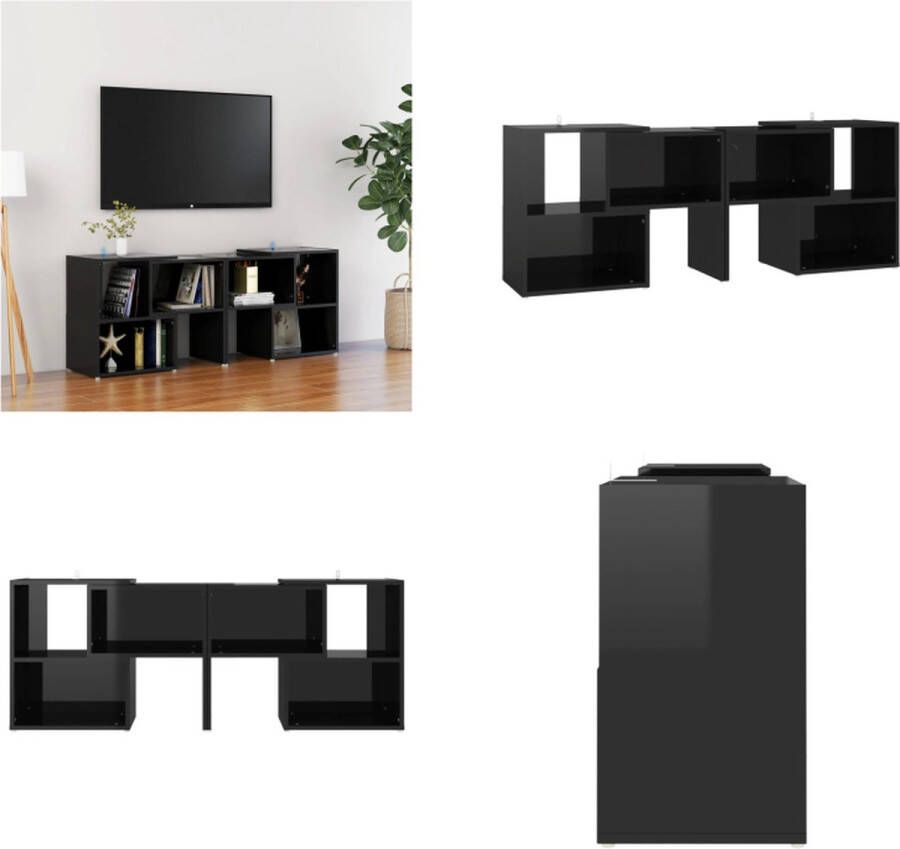 vidaXL Tv-meubel 104x30x52 cm spaanplaat hoogglans zwart Tv-kast Tv-kasten Tv-standaard Tv-standaarden