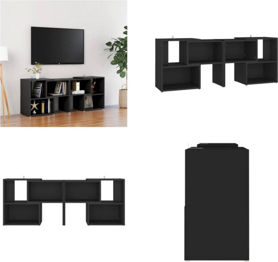 VidaXL Tv-meubel 104x30x52 cm bewerkt hout zwart Tv-kast Tv-kasten Tv-standaard Tv-standaarden