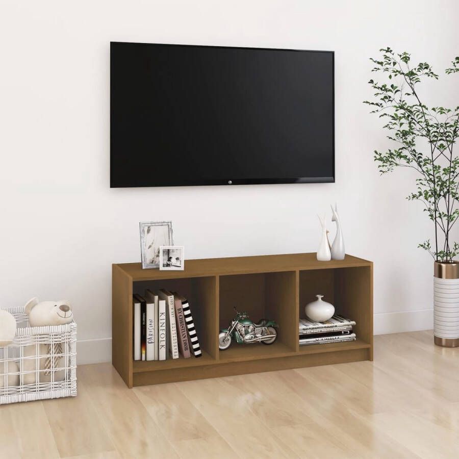 VidaXL -Tv-meubel-104x33x41-cm-massief-grenenhout-honingbruin