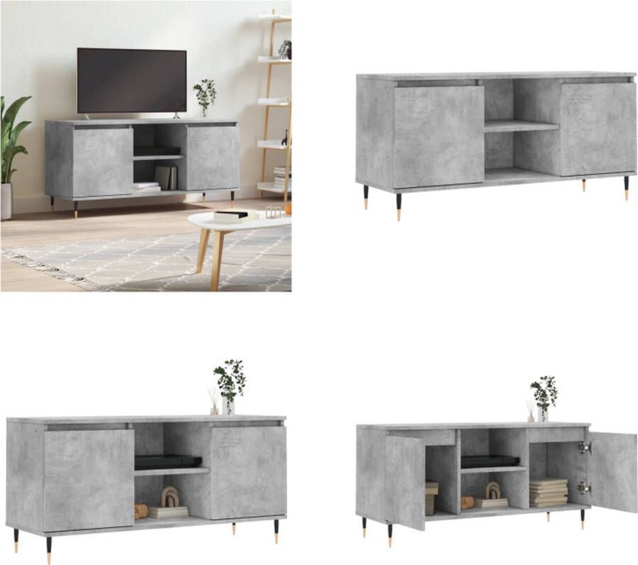 vidaXL Tv-meubel 104x35x50 cm bewerkt hout betongrijs Tv-meubel Tv-meubelen Tv Kast Opbergkast