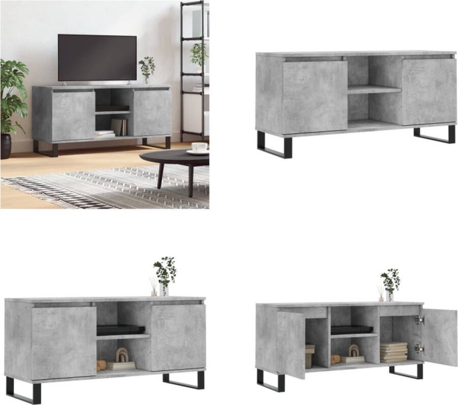 VidaXL Tv-meubel 104x35x50 cm bewerkt hout betongrijs Tv-meubel Tv-meubelen Tv Kast Opbergkast