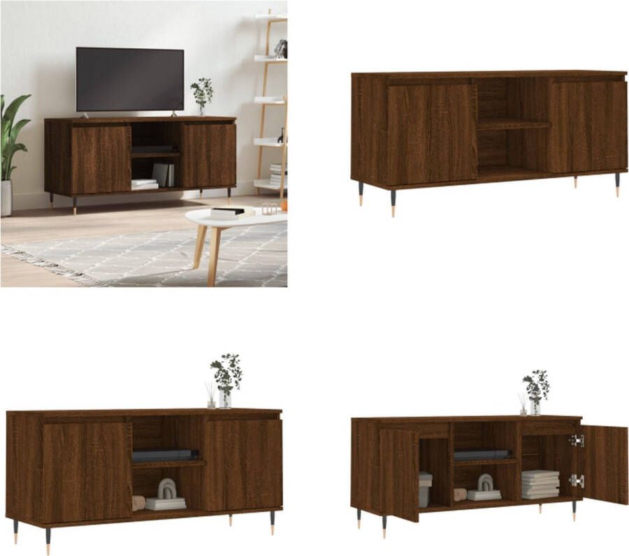 VidaXL Tv-meubel 104x35x50 cm bewerkt hout bruineikenkleurig Tv-meubel Tv-meubelen Tv Kast Opbergkast