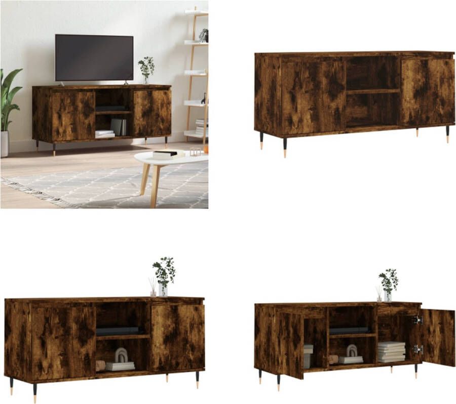 vidaXL Tv-meubel 104x35x50 cm bewerkt hout gerookt eikenkleurig Tv-meubel Tv-meubelen Tv Kast Opbergkast