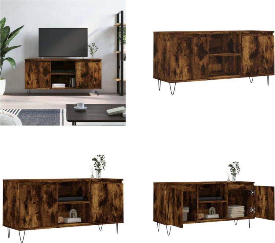 VidaXL Tv-meubel 104x35x50 cm bewerkt hout gerookt eikenkleurig Tv-meubel Tv-meubelen Tv Kast Opbergkast