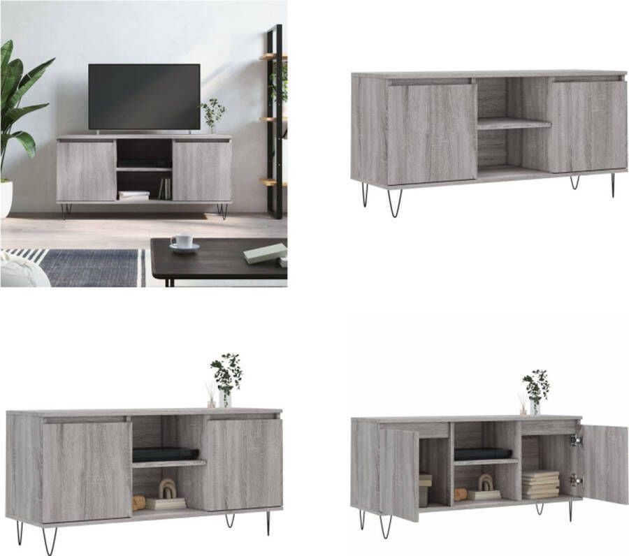 VidaXL Tv-meubel 104x35x50 cm bewerkt hout grijs sonoma eikenkleurig Tv-meubel Tv-meubelen Tv Kast Opbergkast