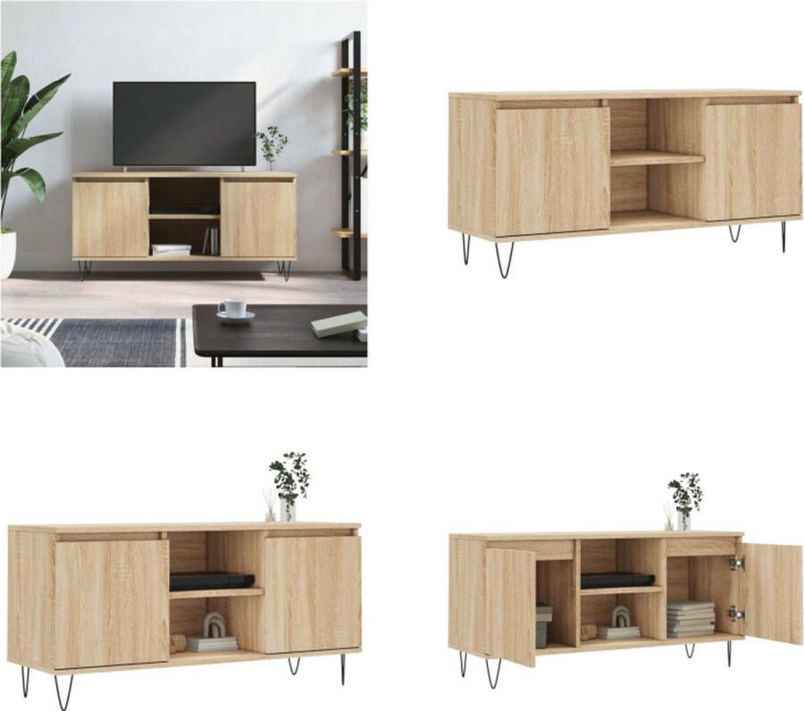 VidaXL Tv-meubel 104x35x50 cm bewerkt hout sonoma eikenkleurig Tv-meubel Tv-meubelen Tv Kast Opbergkast