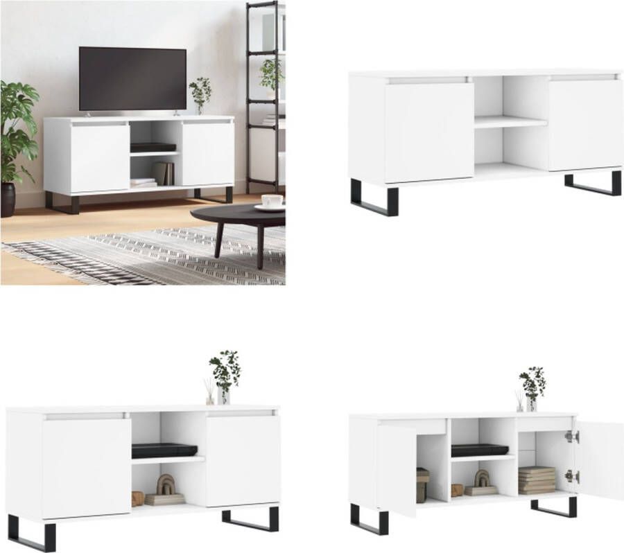 VidaXL Tv-meubel 104x35x50 cm bewerkt hout wit Tv-meubel Tv-meubelen Tv Kast Opbergkast