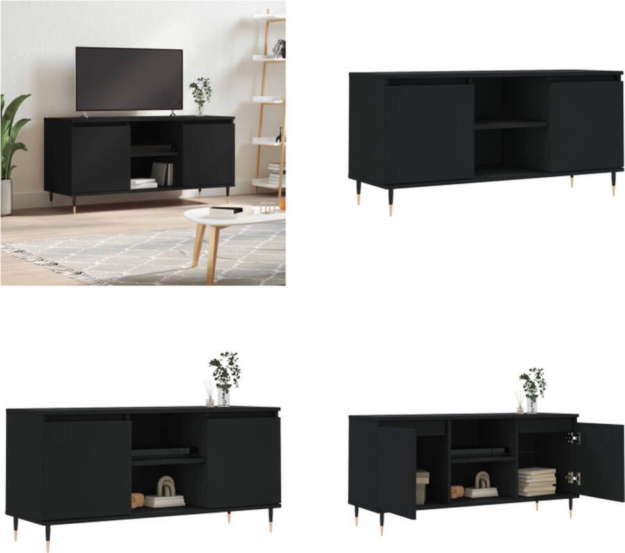 VidaXL Tv-meubel 104x35x50 cm bewerkt hout zwart Tv-meubel Tv-meubelen Tv Kast Opbergkast