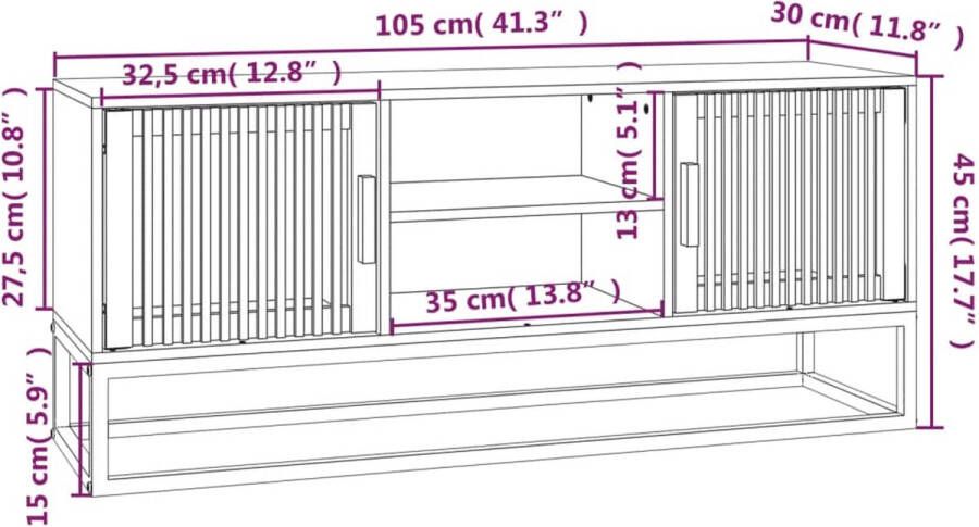 VidaXL -Tv-meubel-105x30x45-cm-bewerkt-hout-en-ijzer - Foto 3