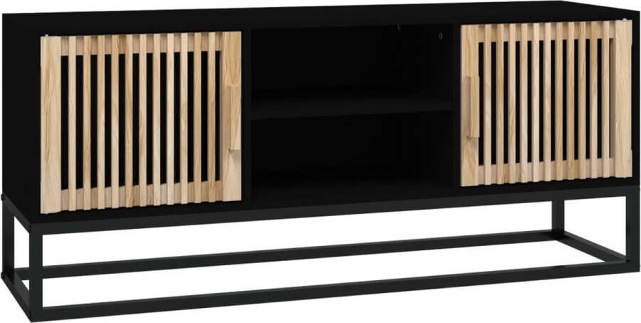 VidaXL -Tv-meubel-105x30x45-cm-bewerkt-hout-en-ijzer-zwart - Foto 2