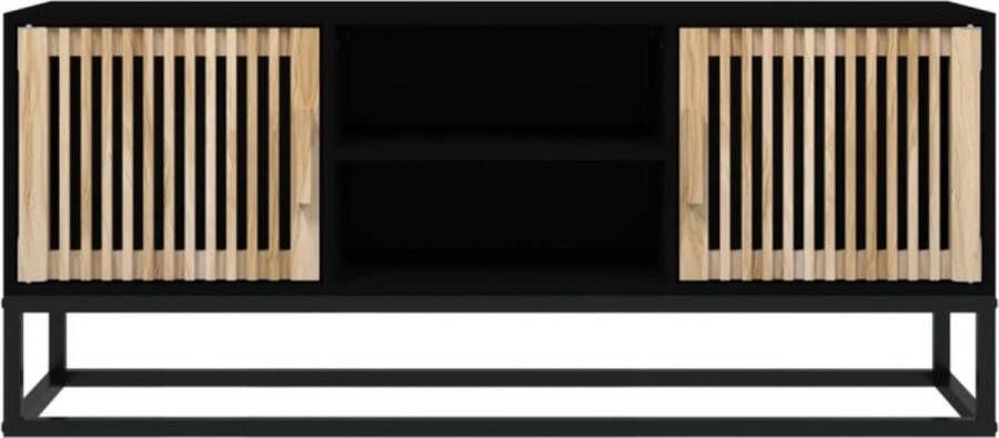 VidaXL -Tv-meubel-105x30x45-cm-bewerkt-hout-en-ijzer-zwart - Foto 3
