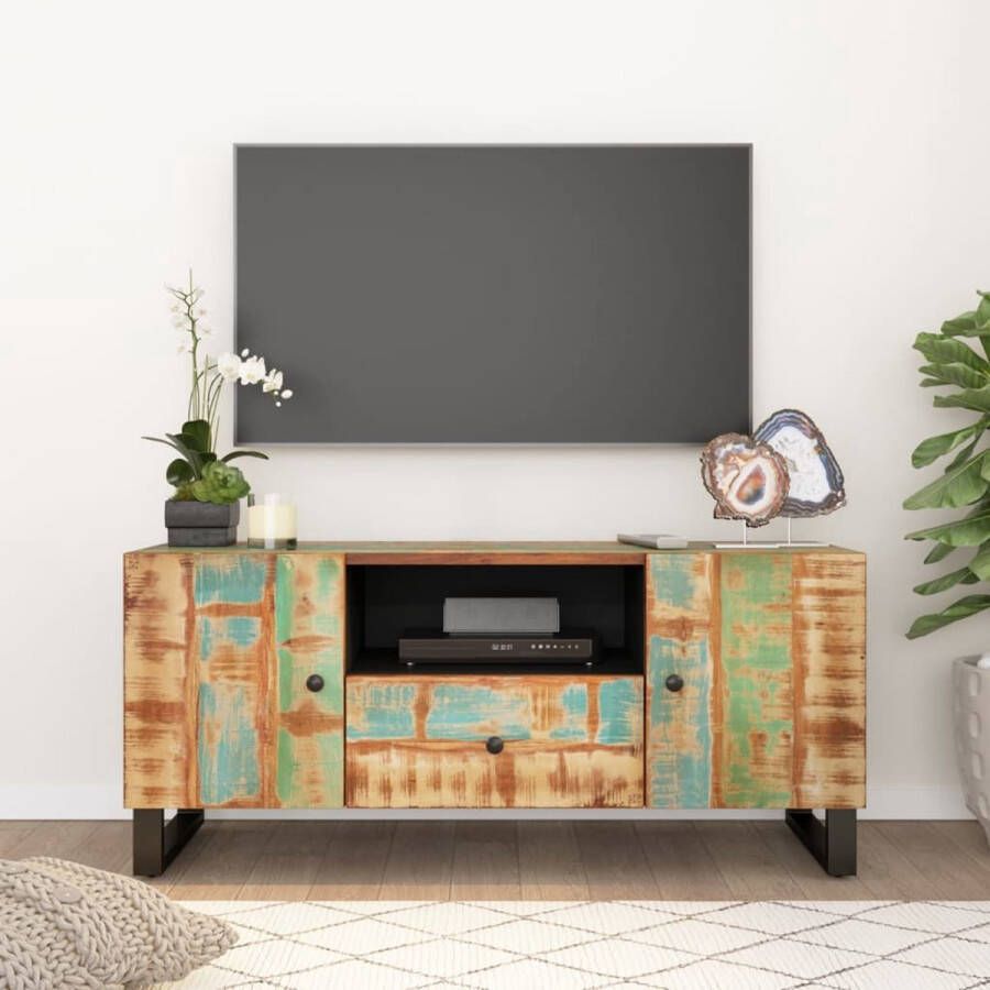 VidaXL -Tv-meubel-105x33 5x46-cm-massief-hout-gerecycled-bewerkt-hout - Foto 1