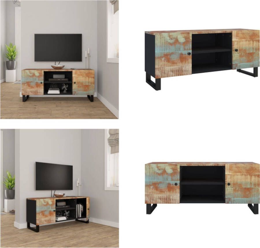 VidaXL Tv-meubel 105x33x46 cm massief teruggewonnen hout Tv-meubel Tv-meubels Tv-meubel Tv Unit
