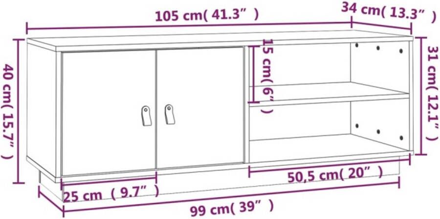 VidaXL -Tv-meubel-105x34x40-cm-massief-grenenhout - Foto 2