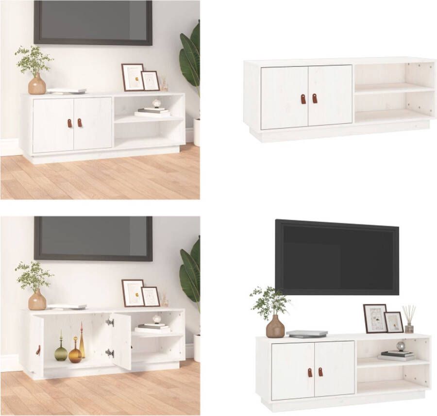 VidaXL Tv-meubel 105x34x40 cm massief grenenhout wit Tv-kast Tv-kasten Tv-meubel Hifi-meubel