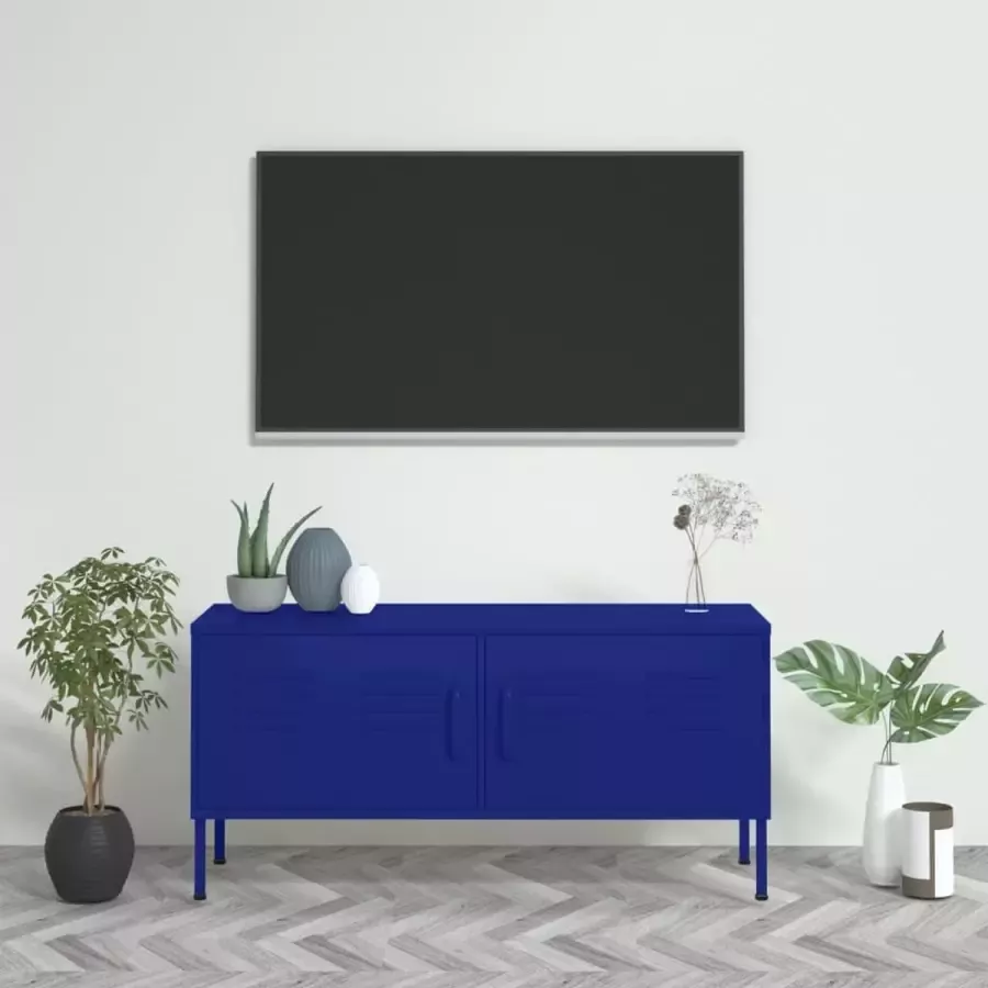 VidaXL Tv meubel 105x35x50 cm staal marineblauw