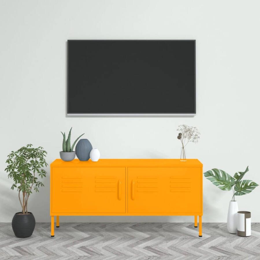 VidaXL -Tv-meubel-105x35x50-cm-staal-mosterdgeel - Foto 1