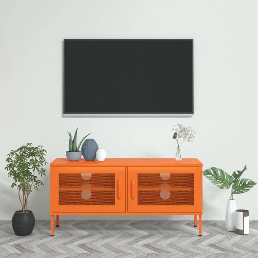 VidaXL -Tv-meubel-105x35x50-cm-staal-oranje - Foto 1