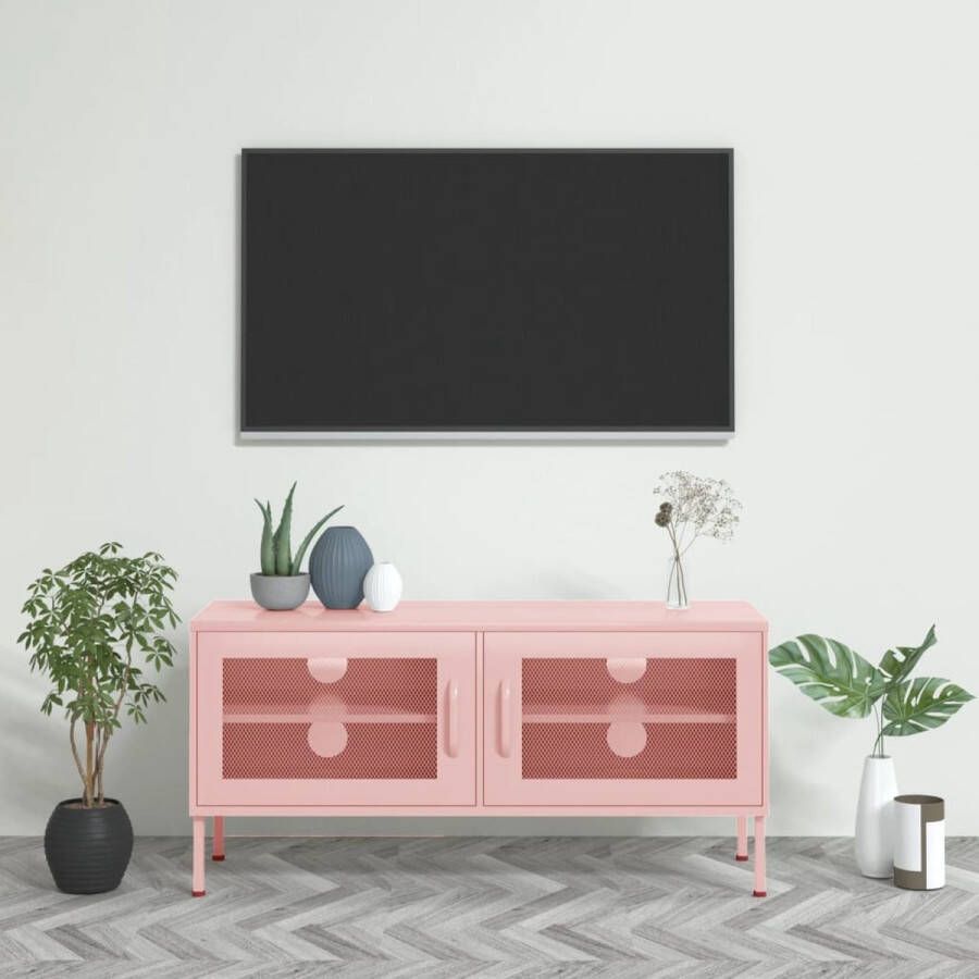 VidaXL -Tv-meubel-105x35x50-cm-staal-roze - Foto 1